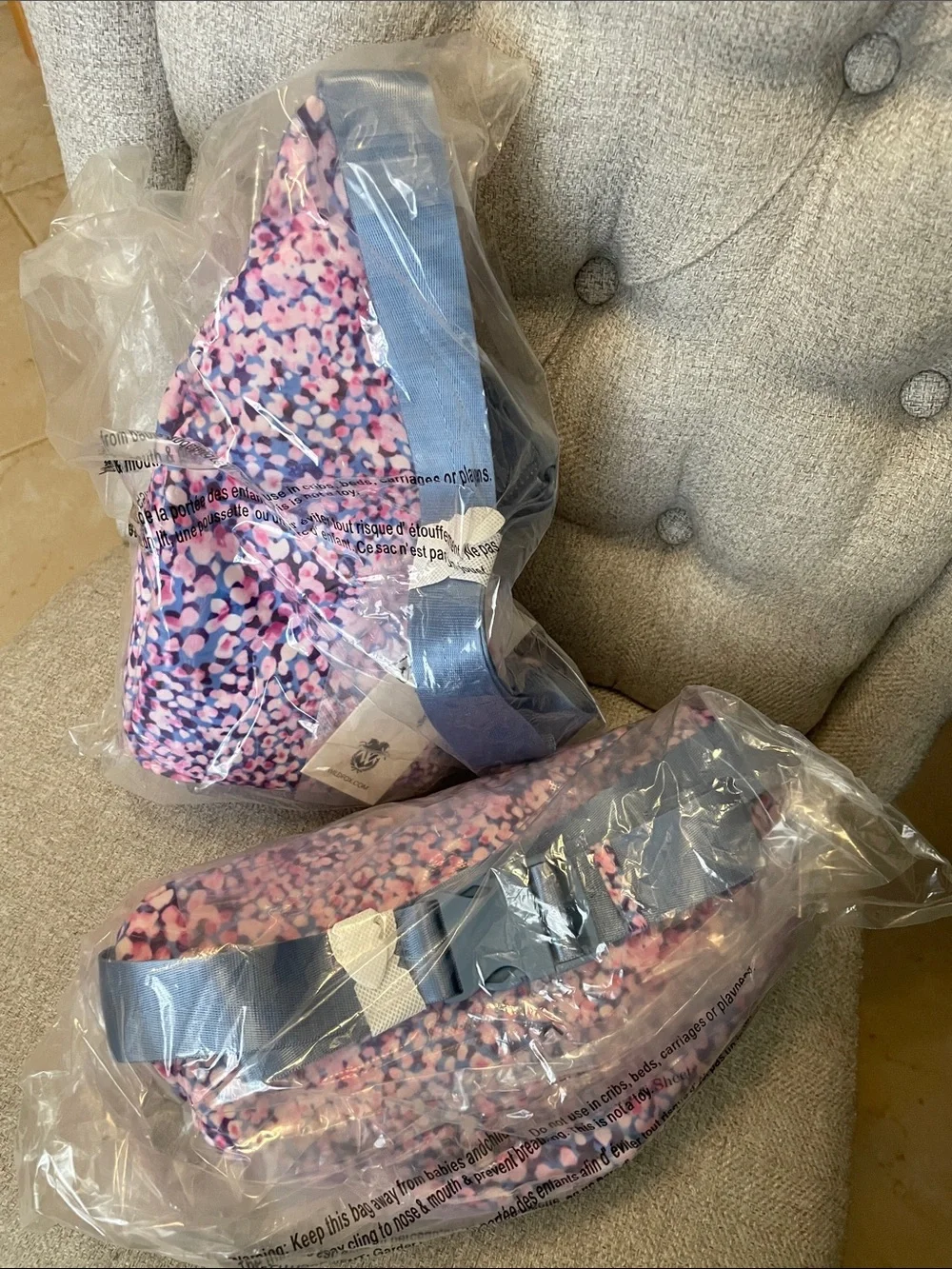 NWT Wildfox sling and bum bag -Pink & Navy Speckled Crossbody/Accessory Bag Set